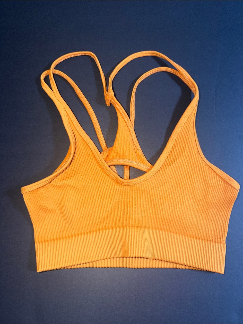 Free People Women’s Ribbed Strappy Sports Bralette in Orange